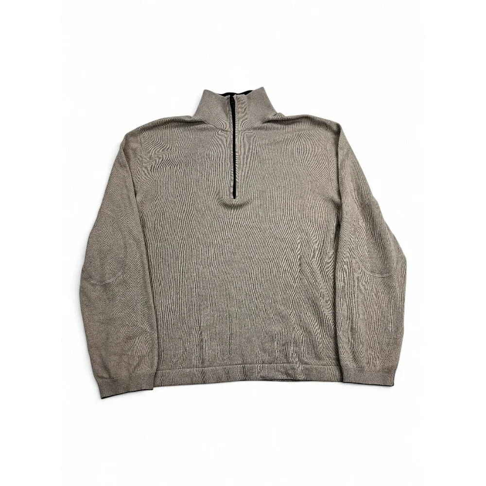 Banana Republic Men's‎ Taupe Quarter-Zip Mock Neck Sweater L